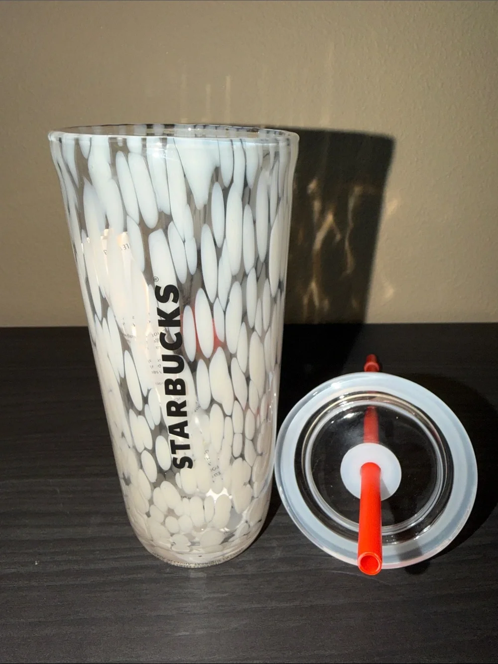Starbucks PSL Society Pumpkin Spice Latte Speckled Glass Cold Cup 16 oz NWT